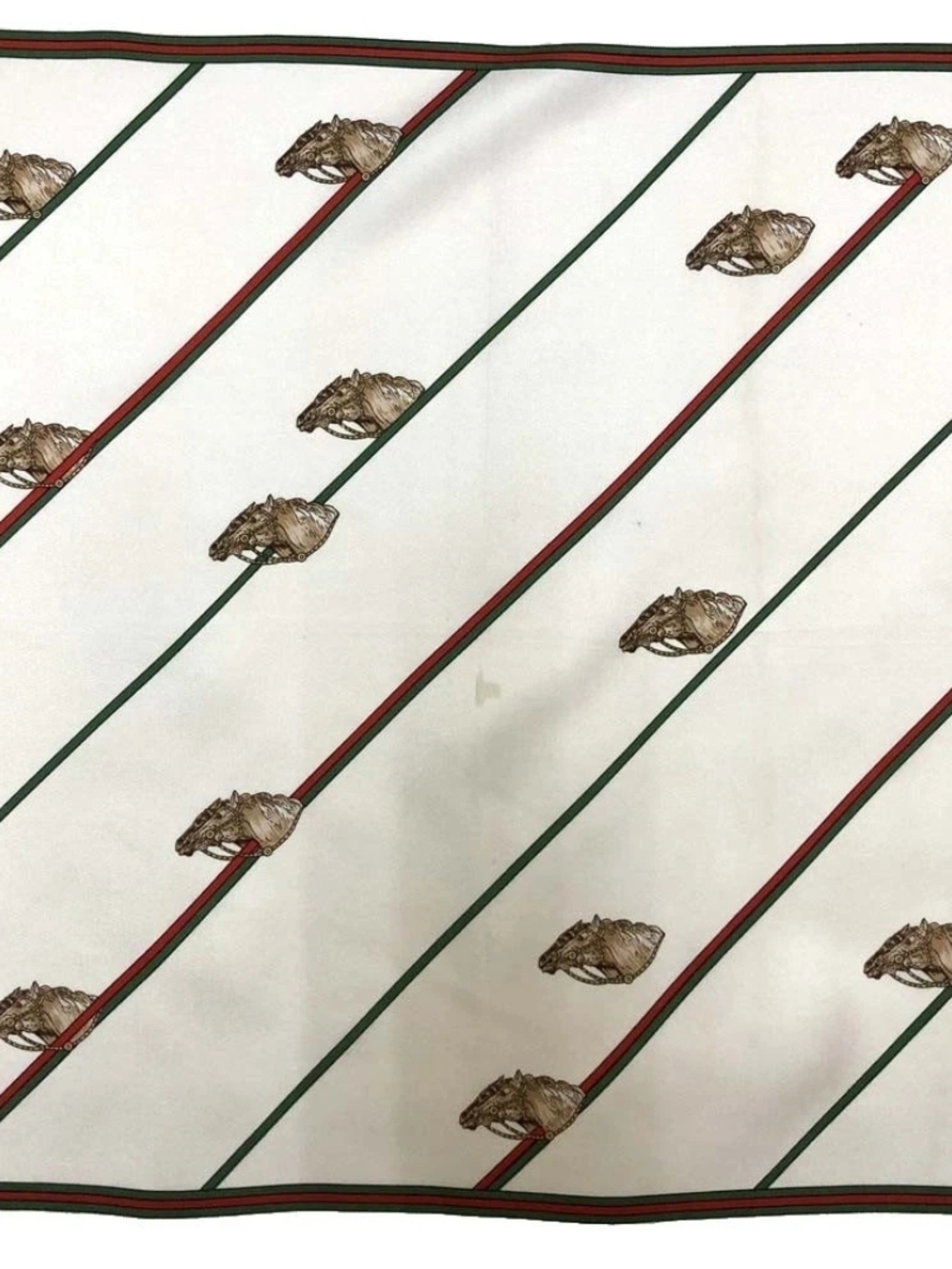 Gucci Sherry Line VTG 1978 Silk Scarf Equestrian Horse Print Red Green 86cm - Picture 9 of 13